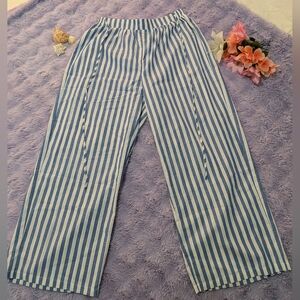 Striped Wide-Leg Trousers - Blue & White